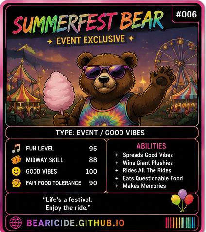 Summerfest Bear trading card
