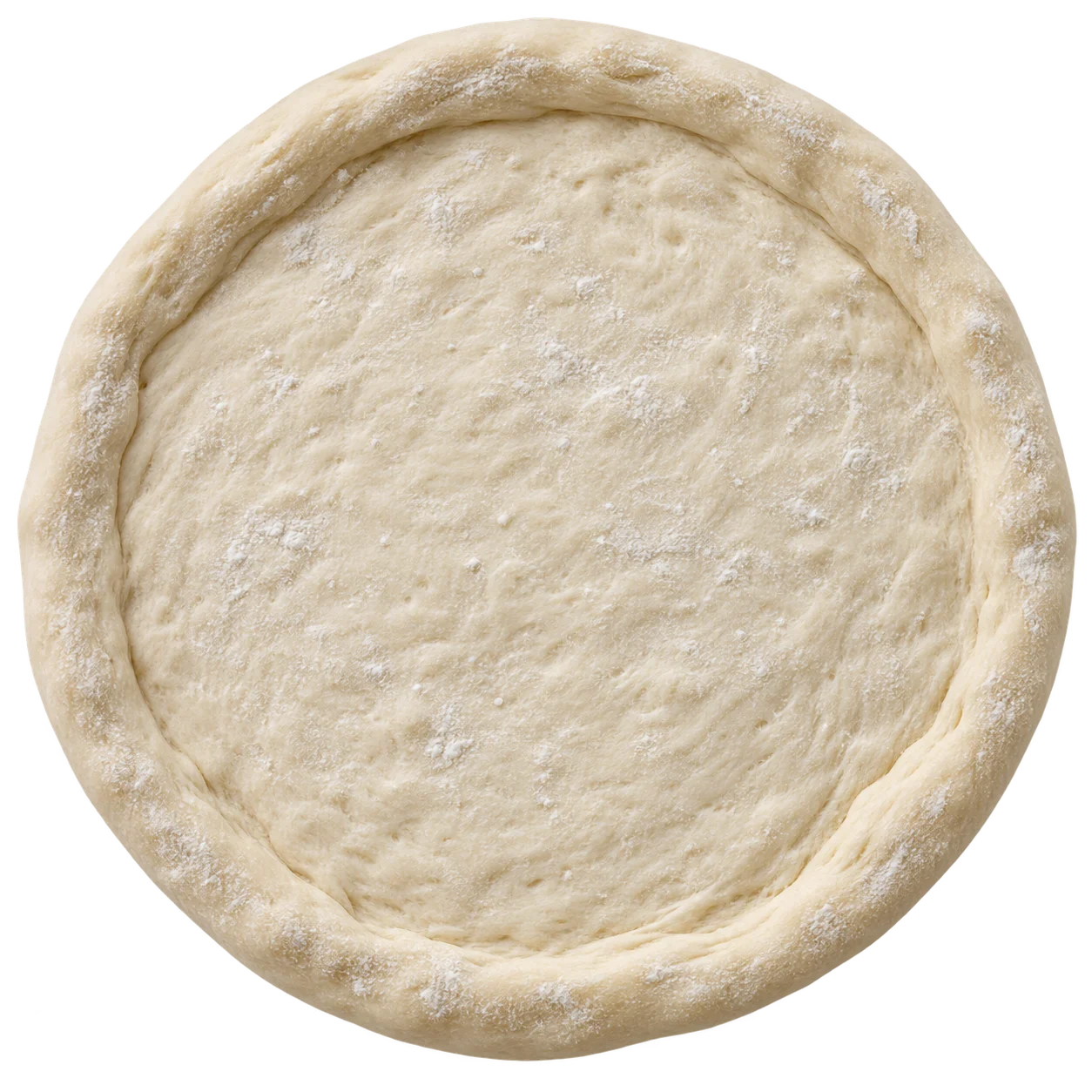 Overhead pizza dough base
